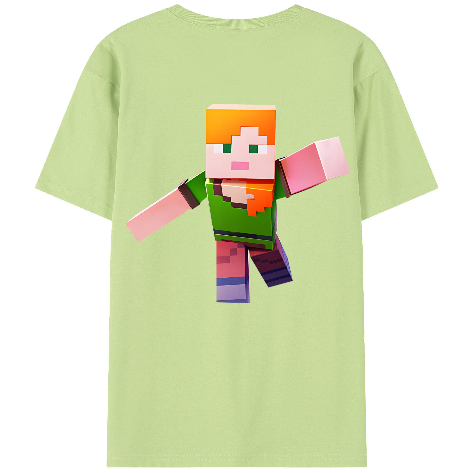（画像用） マインクラフト ブロックの世界 Minecraft MC Block world 綿100％半袖Tシャツ（背面プリント）